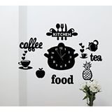 Şirin Lazer Kitchen Mutfak Duvar Saati Dekorasyon Coffe Tea Dekor Siyah