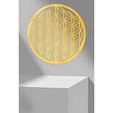 Şirin Lazer Yaşam Çiçeği Kutsal Geometri Mdf Üzerine Aynalı Pleksi Altın Sarısı Duvar Dekorasyonu