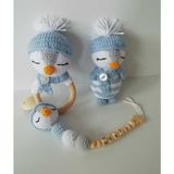 Şirin Penguen Yeni Doğan Seti Amigurumi Organik Oyuncak