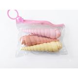 Şirin Tasarımlı 3'lü Pastel Fosforlu Kalem Seti - Şeffaf Çantalı Kawaii Kırtasiye, Dondurma Külahı Figürlü Okul ve Ajanda Kalemleri