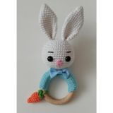 Şirin Tavşan Diş Kaşıyıcılı Çıngırak Amigurumi Organik Oyuncak