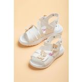 Şirinbebe Şiringenç Kelebek Model Beyaz Kız Bebek Çocuk Sandalet