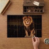 Sirk Kafesinde Aslan Tasarımı 240 Parça Ahşap Puzzle Ahşap Kutuda MP11339