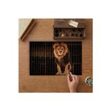 Sirk Kafesinde Aslan Tasarımı 240 Parça Ahşap Puzzle Ahşap Kutuda MP11339