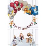 Sirk Tema Doğum Günü Lüks Balon Zinciri Seti Bannerlı Masa Üstü Panolu Süsleme Seti