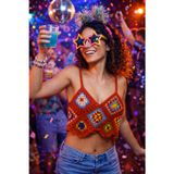 Sırlı Giyim El Örgüsü Granny Square Büstiyer
