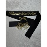 SırmalıHome 3 Parça Gold 'bride To Be' Yazılı Siyah Saten Kemer 'bride' Gözlük Taç Seti Bekarlığa Veda - Altın Sarısı - 0,5 x 9 cm