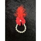 SırmalıHome Bekarlığa Veda Için 10 Adet Tüylü Incili Nedime Bilekliği Kırmızı Kına Gecesi Bride To Be Nişan - 0,5 x 9 cm