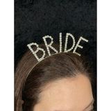 SırmalıHome Bekarlığa Veda Partisi Için 'bride' Yazılı Düz Taşlı Gold Gelin Tacı Nedime Kına - Sarı - 0,5 x 9 cm
