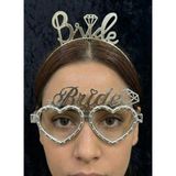 SırmalıHome Bekarlığa Veda Partisi Için 'bride' Yazılı Gelin Tacı ve Gözlüğü Gümüş 2'li Set Nedime Kına - 0,5 x 9 cm