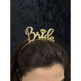 SırmalıHome Bekarlığa Veda Partisi Için 'bride' Yazılı Metal Gold Gelin Tacı ve Nedime Kına - Altın - Şeffaf - 0,5 x 9 cm