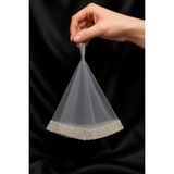 SırmalıHome Kına Geceleri Için Özel Nakışlı Gri Boncuklu Gelin Halay Mendili Bride Nedime Kıne Gecesi Nişan - Gümüş - 0,5 x 9 cm