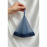 SırmalıHome Kına Geceleri Için Özel Nakışlı Mavi Boncuklu Gelin Halay Mendili Bride Nedime Kıne Gecesi Nişan - 0,5 x 9 cm