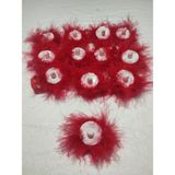 SırmalıHome Sırmalı Çeyiz Kırmızı Tüylü Ledli Kına Mumu 10 x 10 cm 12 Adet Özel Günler İçin Aydınlatma