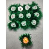 SırmalıHome Yeşil Tüylü Ledli Kına Mumu 10 x 10 cm 12 Adet Çeyiz Kına Geceleri İçin