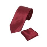 SIRRI Erkek Çocuk Düz Saten Bordo Kravat Ve Mendil Set 03-14 Yaş Tek Ebat 120x5cm