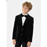 Sırrı Erkek Çocuk Kadife Tek Blazer Ceket - Siyah - 10 Yaş