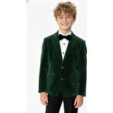 Sırrı Erkek Çocuk Kadife Tek Blazer Ceket - Yeşil - 7 Yaş