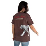 Sırt Baskılı Tasarım Tişört – Panther Graphic, kahverengi, l