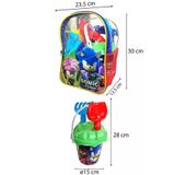 Sırt Çantalı 8 Parça Sonic Prime Plaj Deniz Kum Kovası Kova Seti Lisanslı Oyuncak