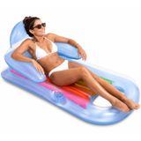 Sırt Dayamalı Deniz Yatağı, Bardak Koyma Hazneli Şeffaf Ergonomik Şişme Havuz Yatağı, 160 cm Geniş Konforlu Tasarım, UV Dayanıklı 3 Katmanlı PVC Deniz Havuz Göl ve Irmak İçin Şeffaf Deniz Yatağı