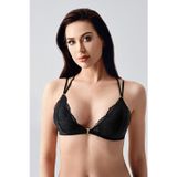 Sırt Tasarım Detay Dantelli Üçgen Bralet | Siyah 8326