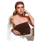 Sırtı Gipeli Straplez Crop Bluz Kahverengi