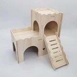 Sirvarni Hamster Hideout Kafesi Aksesuarları - Suriye Cüce Gerbiller ve Fare Fareleri Sıçan Diğer Küçük Hayvanlar vb. için Hamster Evi ve Habitat Ahşap Hide Hut (Dalga Kalesi)
