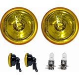 Sis Farı Seti Üniversal 90MM Sarı 2 Adet + H3 Ampül - Beyaz