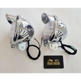 Sis Farı Takım Şapkalı Nikel - Motosiklet Chopper Mct