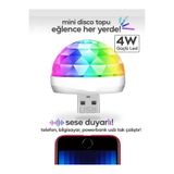 SİSA SENİSTESENAL Araç içi Oto Araba Disko Topu Sese Duyarlı Led Usb Led Lamba