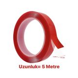 SİSA SENİSTESENAL Çift Taraflı Bant Şeffaf Silikonlu Su Geçirmez Akrilik Montaj Bandı 5 METRE (5M x 10 Mm)