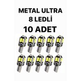 SİSA SENİSTESENAL T10 Led (10 ADET) Metal Ultra W5w 8 Ledli Beyaz Park Tavan Plaka Ampülü