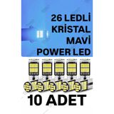 SİSA SENİSTESENAL T10 Led 26 Ledli 10 Adet W5w Metal Ultra Power Kristal Mavi Buz Mavi Park Plaka Tavan Ampulü