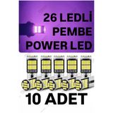 SİSA SENİSTESENAL T10 LED 26 Ledli 10 Adet W5w Metal Ultra Power PEMBE Park Plaka Tavan Ampulü