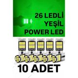 SİSA SENİSTESENAL T10 LED 26 Ledli 10 Adet W5w Metal Ultra Power YEŞİL Park Plaka Tavan Ampulü