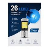 SİSA SENİSTESENAL T10 Led 26 Ledli W5w Canbus Metal Ultra Power Kristal Mavi Buz Mavi Park Plaka Tavan Ampulü 1 Adet