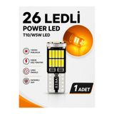 SİSA SENİSTESENAL T10 Led 26 Ledli W5w Canbus Metal Ultra Power Turuncu Park Plaka Tavan Ampulü 1 ADET