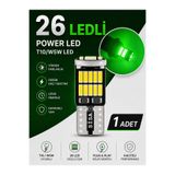SİSA SENİSTESENAL T10 Led 26 Ledli W5w Canbus Metal Ultra Power Yeşil Park Plaka Tavan Ampulü 1 ADET