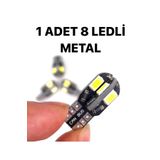SİSA SENİSTESENAL T10 Led Metal Ultra W5w 8 Ledli Beyaz Park Tavan Plaka Ampülü (1 Adet)