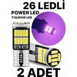 Sisa T10 LED 26 Ledli W5W Canbus Metal Ultra Power Pembe Park Plaka Tavan Ampulü