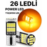 Sisa T10 LED 26 Ledli W5W Metal Ultra Power TURUNCU Park Plaka Tavan Ampulü 1 TAKIM