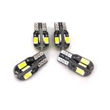 Sisa T10 Led Metal Ultra W5W 8 Ledli Park Tavan Plaka Ampülü 10 Adet Beyaz