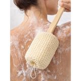 Sisal Ahşap Saplı Sırt Lifi Banyo Sırt Kese Fırçası Vücut Peeling Ölü Deri Temizleme Çubu