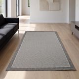 Sisal Plus Hasır Dokuma Halı | Kaymaz Tabanlı Mutfak Halısı|Leke Tutmaz Halı |Bordürlü Modern Salon Halısı | Gri-Krem | 160 x 230 | Model EB458