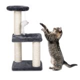 Sisal Tırmalama Kutuplu Küçük Kedi Ağacı, Kapalı Kediler için Kedi Oyuncakları, Kedi İnteraktif Oyuncaklı Kedi Tırmalama Direği, Küçük Kediler için Kolay Kurulum Kedi Kulesi (Gri)
