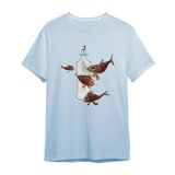 Şişede Balık Avı Erkek Tişört (Buz Mavisi, 2XL)