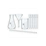 ŞİŞEDÜKKANI Laboratuvar Deney Seti 100 ml Erlen 100 ml Beher 50 mm Cam Huni Cam Baget ve 5 Adet 16×100 mm Deney Tüpü 9 Parça