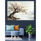 Sisler İçinde Bonsai Ağacı Dekoratif Kanvas - Mdf Ahşap Tablo