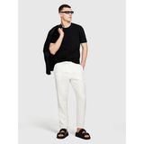 Sisley %100 Keten Beli Büzgülü İpli Slim Fit Pantolon Erkek Kırık Beyaz Pantolon - 325P4aghsf043